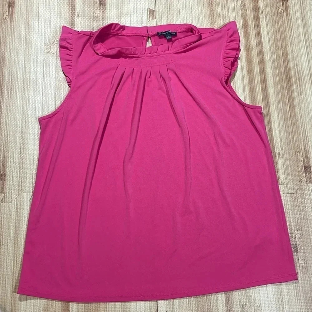Adrianna Papell Pink Flutter Sleeve Shirt Women's Size Large